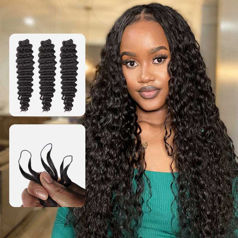 Deep Wave - Feather Crochet Braid Human Hair Extension