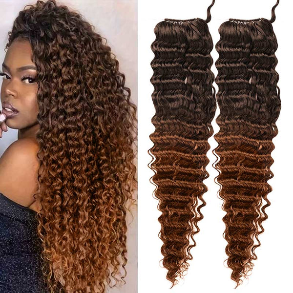 Deep Wave T2/30 - Feather Crochet Braid Human Hair Extension